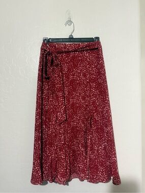 Skies Are Blue Red Speckled Wrap Maxi Skirt
